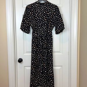 NWOT Ann Taylor Animal Print Short Sleeve Midi Dress Size 16 Black, Tan, Cream